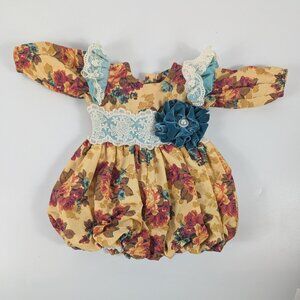 Haute Baby Floral Long Sleeve Romper 0-3M 100% Cotton Fall Thanksgiving Holiday